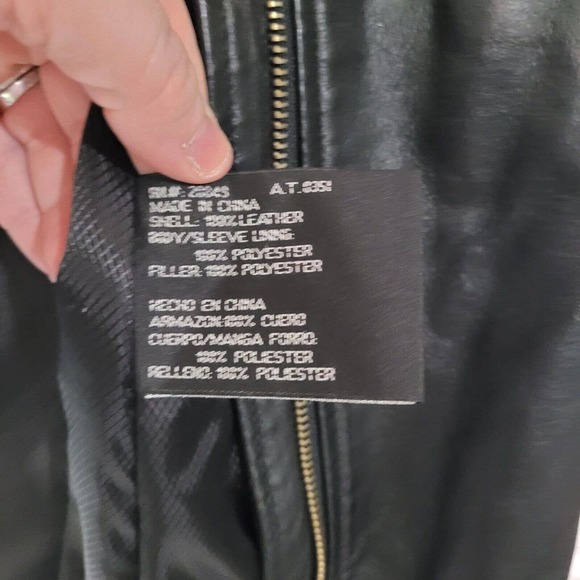 Seventh Avenue Black 100% Leather Snap Button Zip Up Jacket Womans Size XL Y2K - Picture 4 of 4